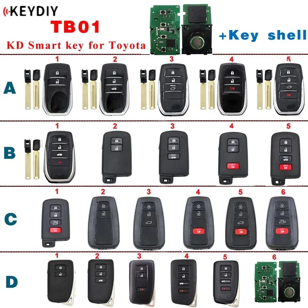 TB01 KEYDIY KD Smart Key Universal Remote Control with 8A Transponder and Shell for Toyota Corolla RAV4 Camry/Lexus FCCID:0020