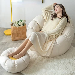 Lazy Sofa Single Seat Sleep rest Sofa Tatami Furniture sofas for living room comfortable Lazy Sofa Bean Bag Sofa with Stool