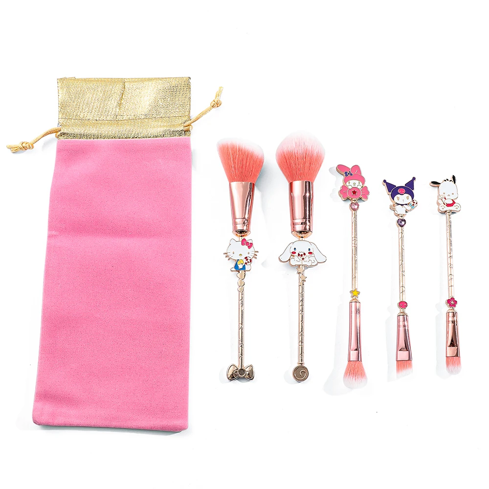 Sanrio Cartoon Anime HelloKitty Cosmetic Brush Anime Figure Kuromi Melody Pochacco Accessory Powder Eyebrow Brush Christmas Gift