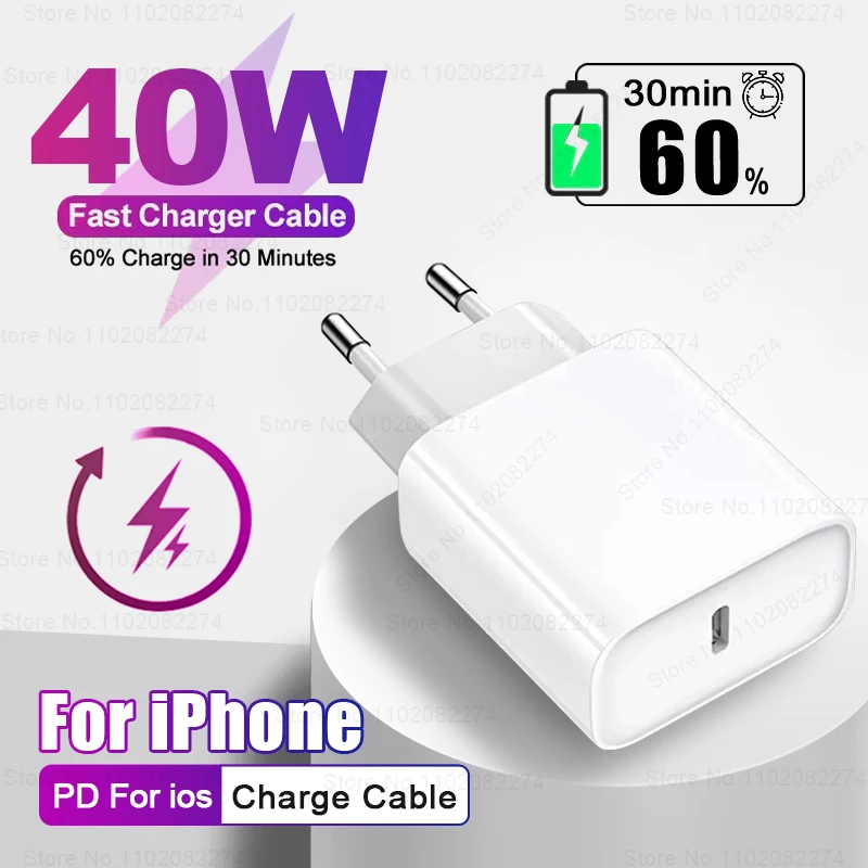 40W Fast Charger For Apple iPhone 16 13 12 11 14 15 Pro Max Plus XR XS USB Type C Fast Charging For 