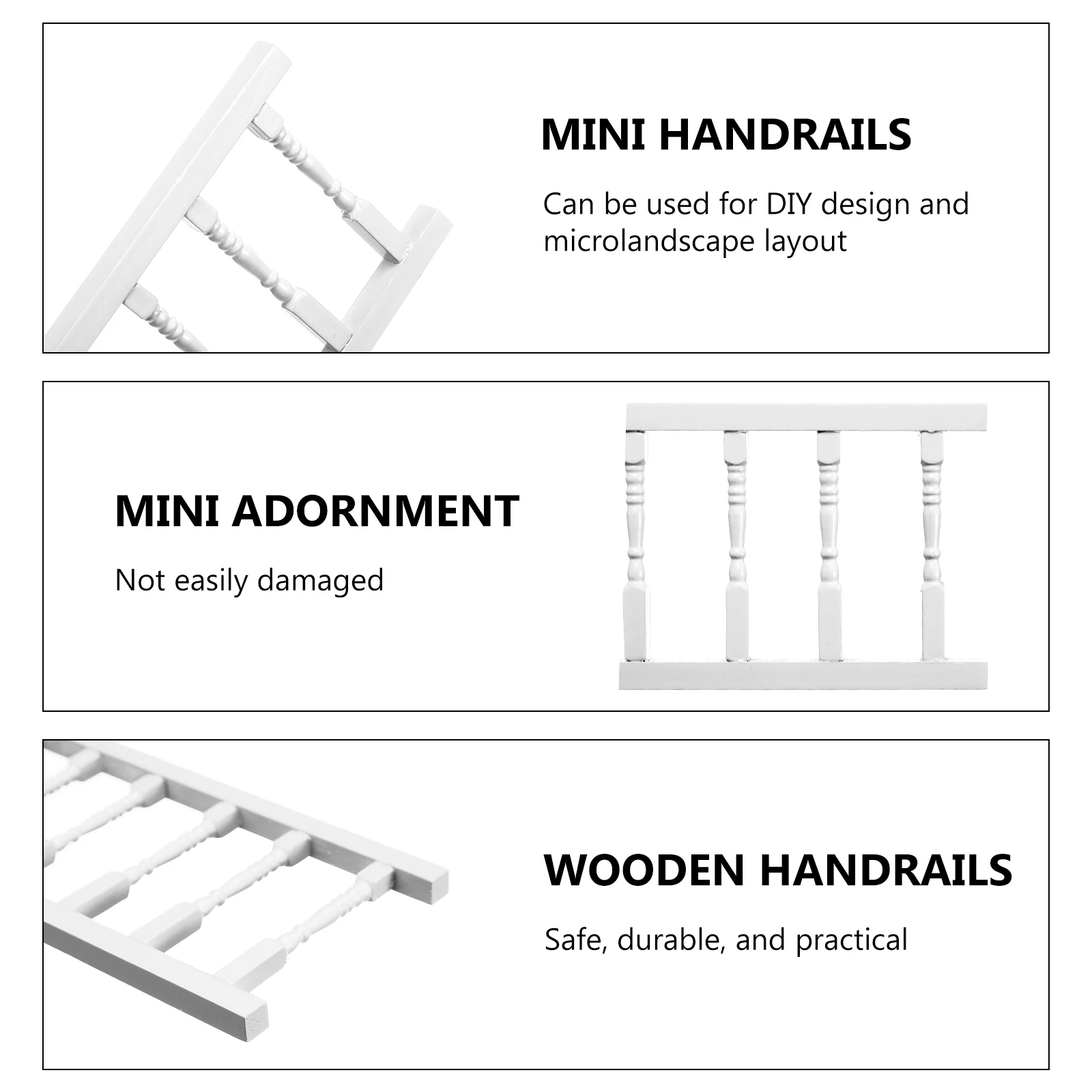 1pc Mini Witte Houten Reling Huismeubilair Kinderspeelgoed Ornament Praktische Lichtgewicht Miniatuur Accessoires Fotografie