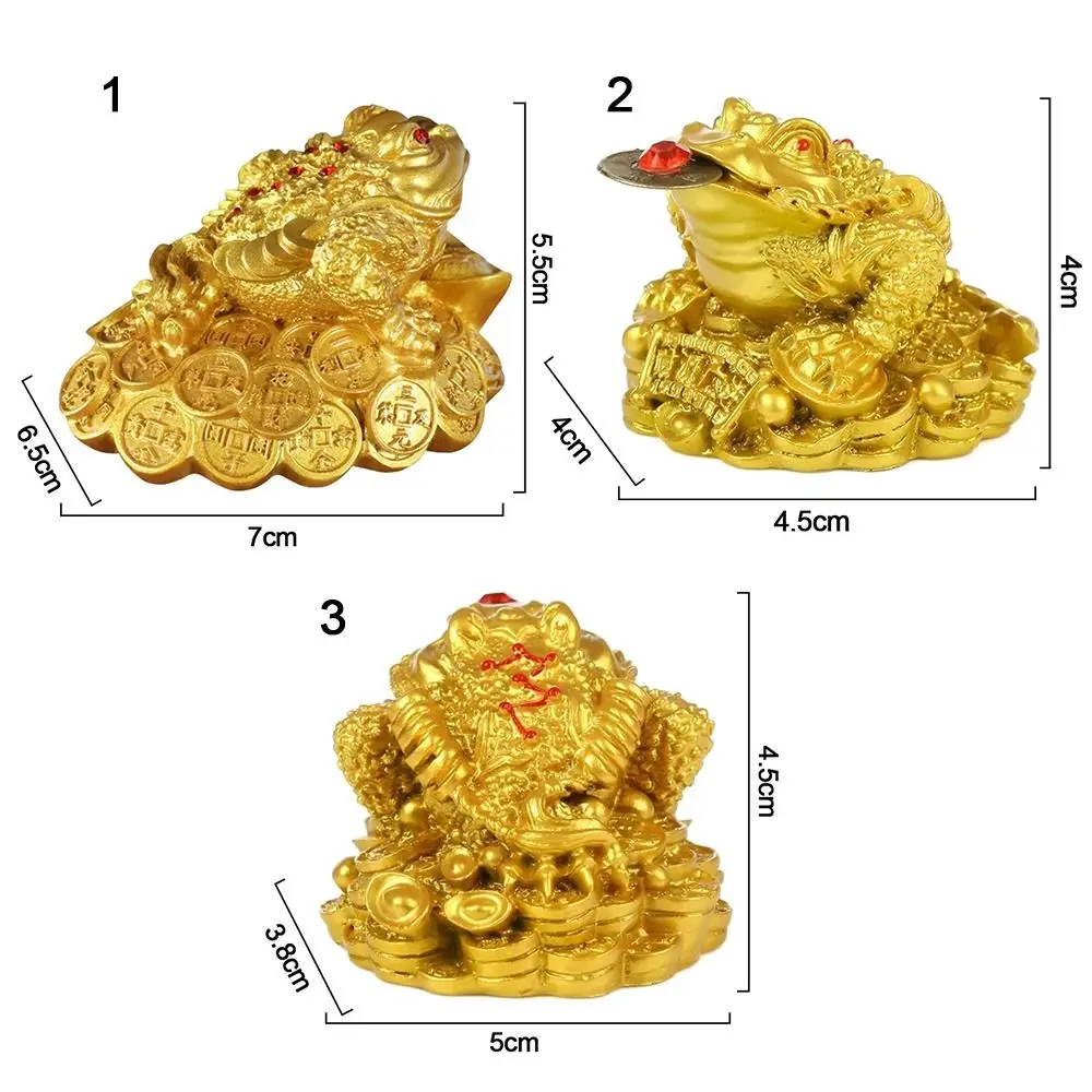 عملة فنغ شوي الصينية الذهبية الضفدع ، زينة الثروة النقدية الراتنج ، زخرفة الطاولة ، هدية الحظ ، المنزل والمكتب #6