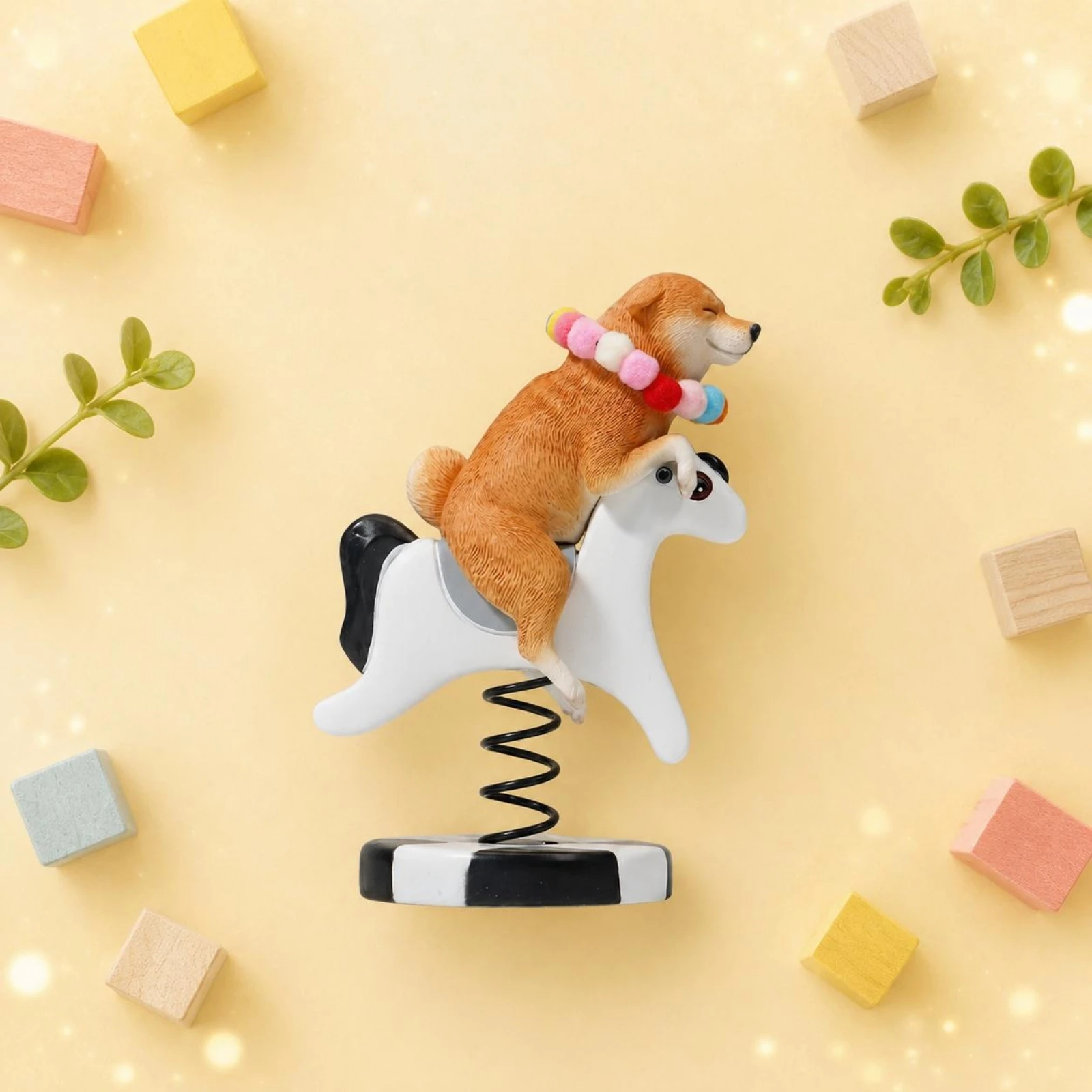 

Shiba Inu Figurine Small Rocking Dog Ornament Coil Base Figurine Decorative Holiday Decor Lightweight