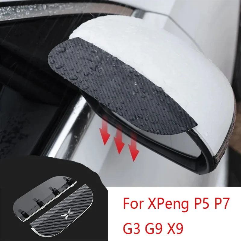 

2 PCS For XPeng P5 P7 G3 G9 X9 N5Auto Rearview Mirror Rain Eyebrow Car Carbon Fiber Sun Visor Shade Cover Universal Accessories