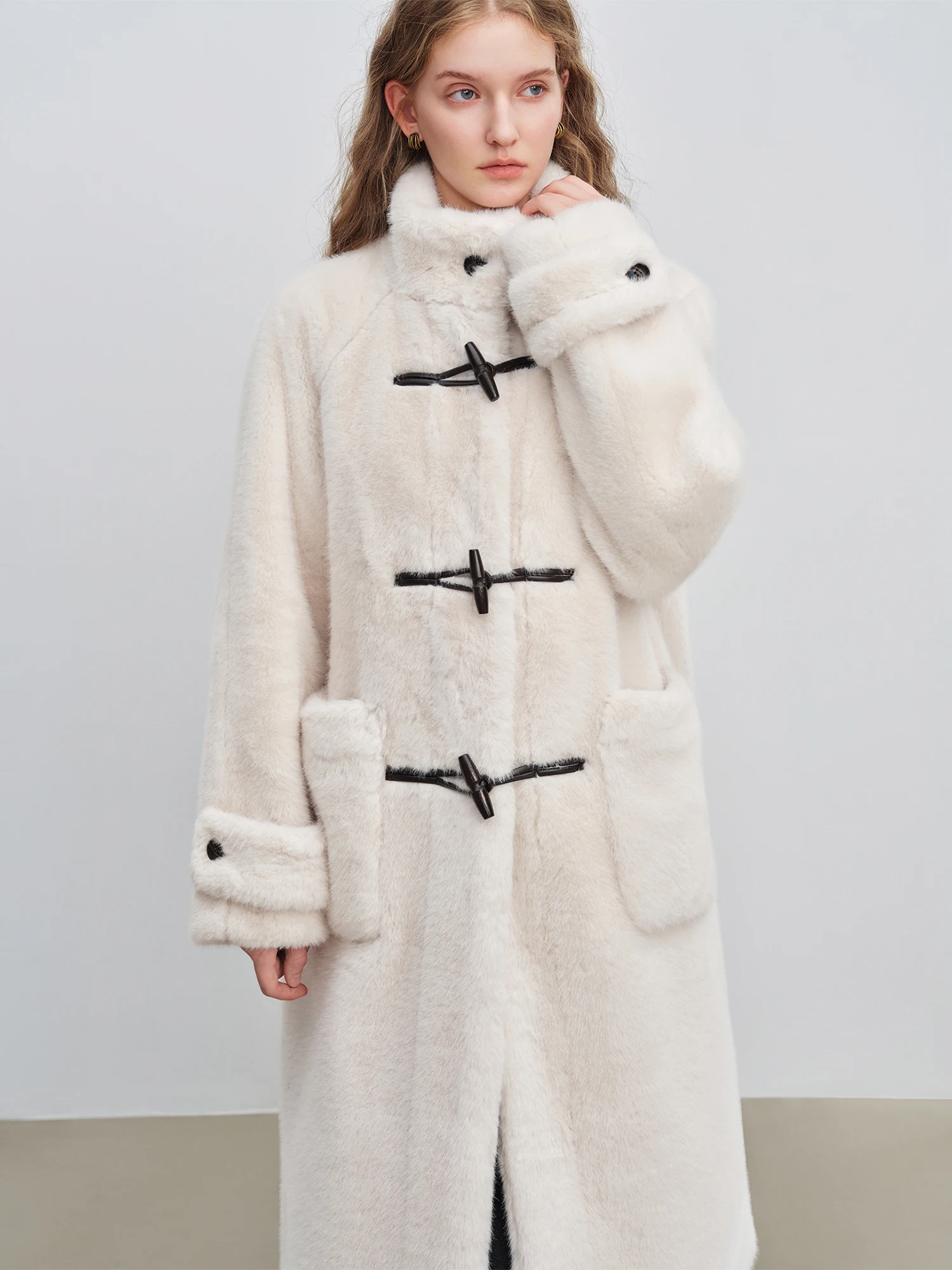 Petite Women's Faux Fur Long Coat - Cozy Preppy Style