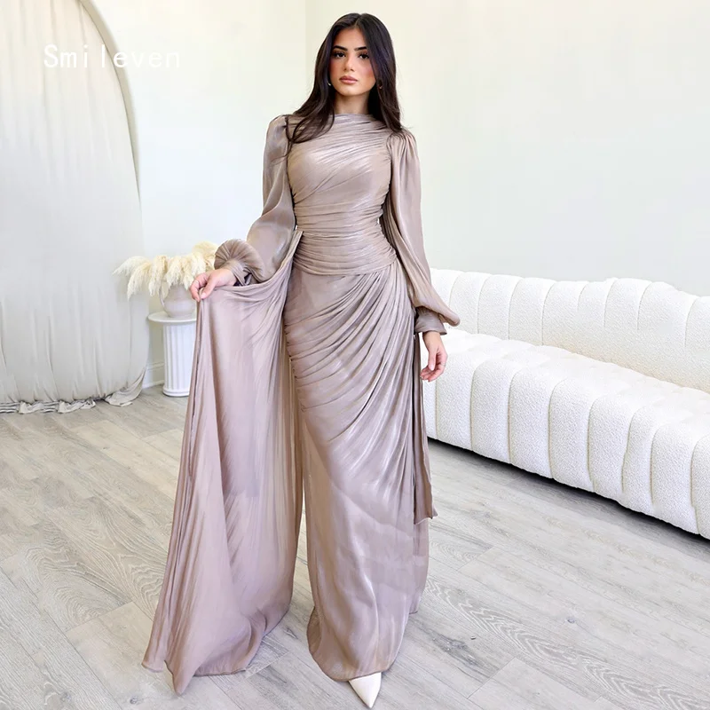 

Smileven Classical Mermaid فساتين سهرة Prom Dress Full Sleeve Party Gowns Fluffy Scoop Occassion Dress Customized 2026
