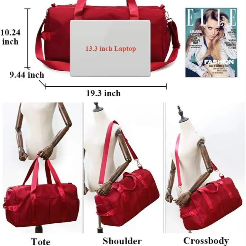 Large Capacity Travel Bag, Portable Dry & Wet Separation Yoga Training Bag, Shoe Space Sports Fitness Bag