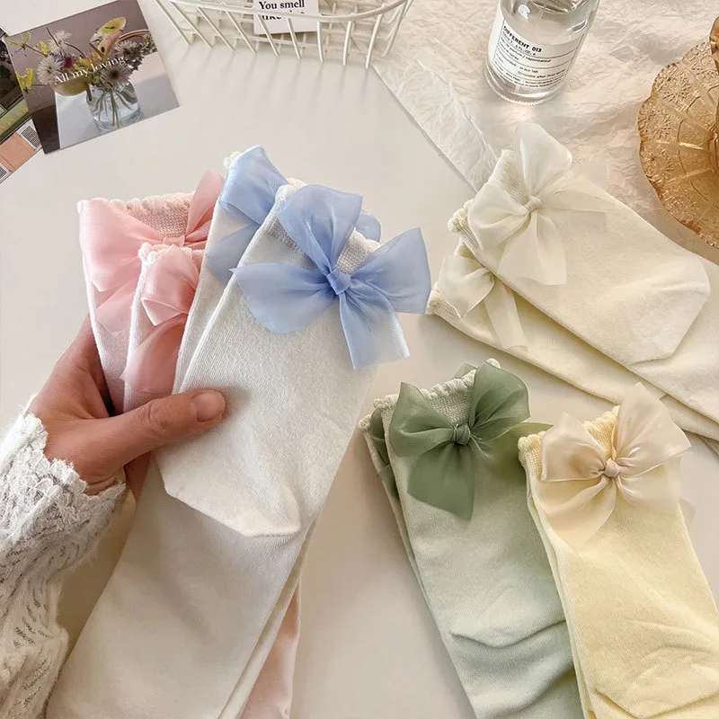 Spring Summer Solid Color Bow Decor Shoe Insoles INS Sweet Girly Cute Princess Foot Cushion Pads for Women
