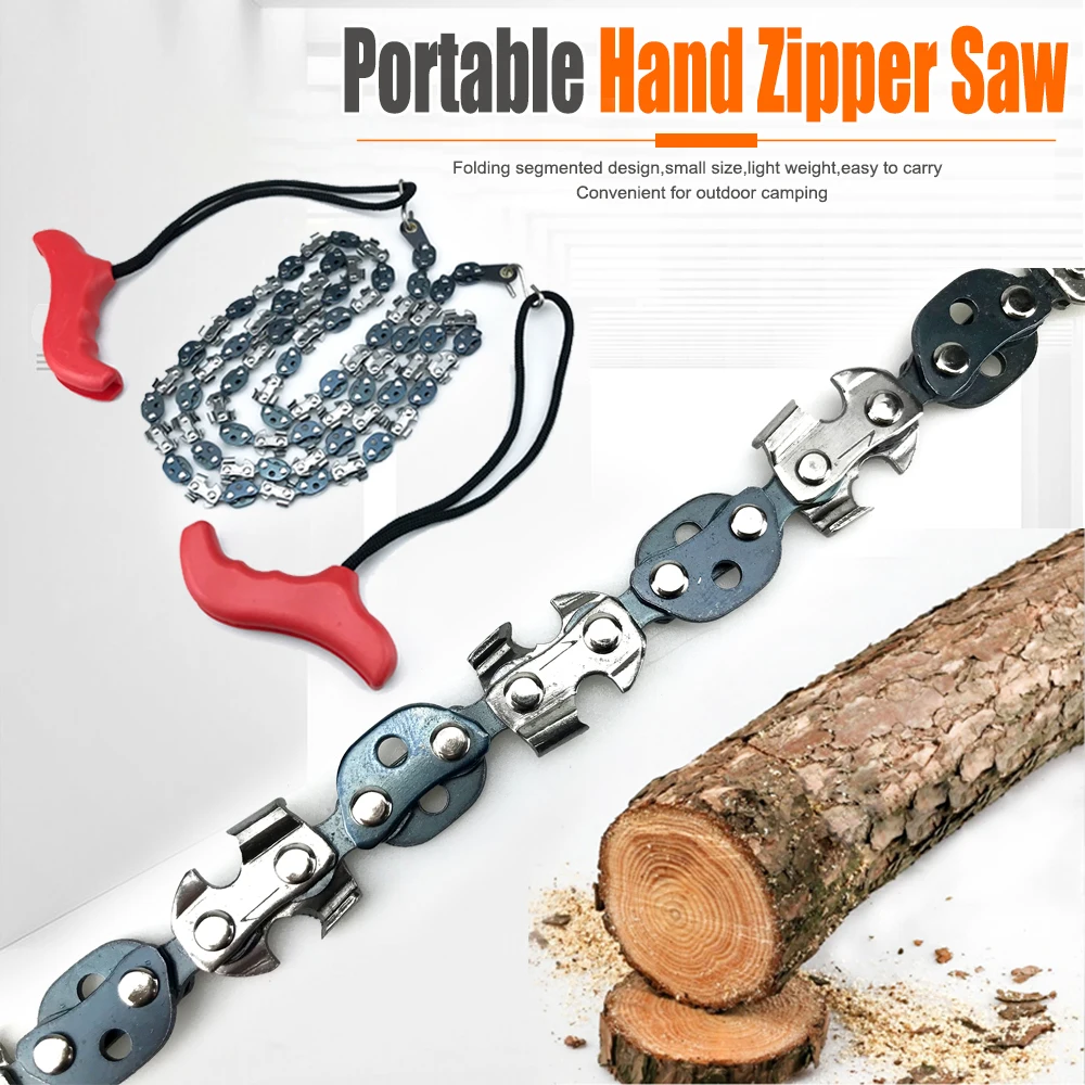 53 Inch 68 Tooth Portable Hand Zipper Saw Suit Folding SeGmented Design Wood Cutting Chain Saw Outdoor Emergency Camping Tools