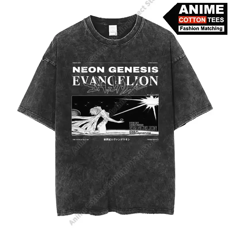 

Clothing 2025 New Century -Gospel Warrior Print T Shirt Anime T-shirt Cotton Washed Vintage T-shirt Y2k Casual Unisex Tees