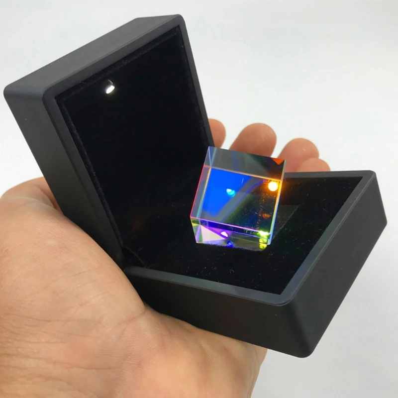 Optical Color-Collecting Glass Cube Prism 6-Sided Light Rainbow Maker Prism Lens