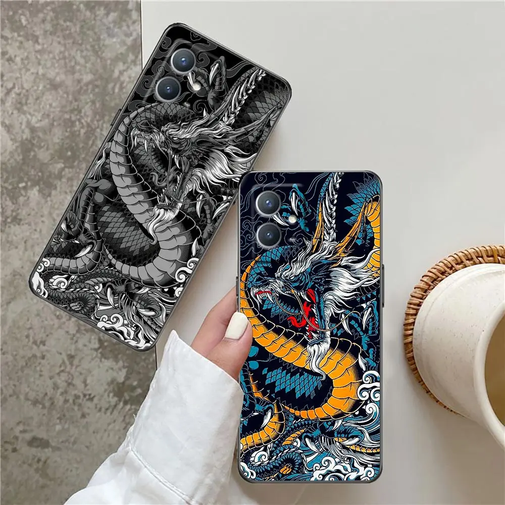 Phone Case For VIVO Y97 Y93 Y78 Y76 Y75 Y72 Y66 Y55 Y53 Y52 Y52S Y51 Y51S Y50 Y35 Y20 Case Funda Cover Mythical Dragon And Tiger