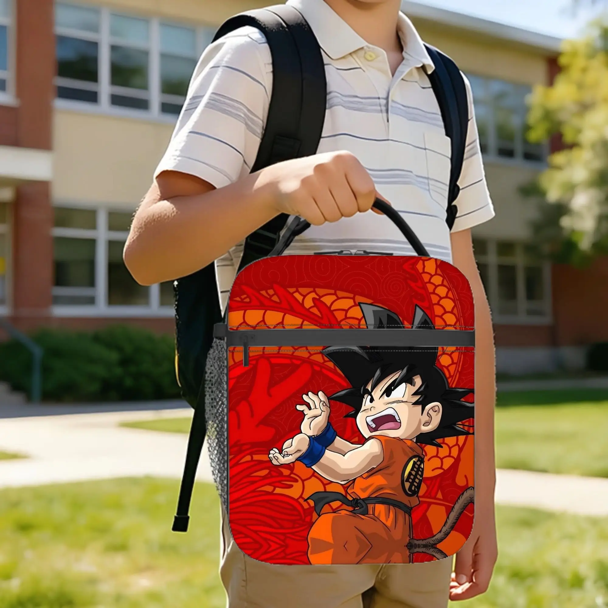 DBZ Kakarot Kid Goku Bolsa térmica para el almuerzo, bolsa refrigeradora reutilizable, contenedor para el almuerzo, lonchera grande, bolsos para comida, playa, exterior