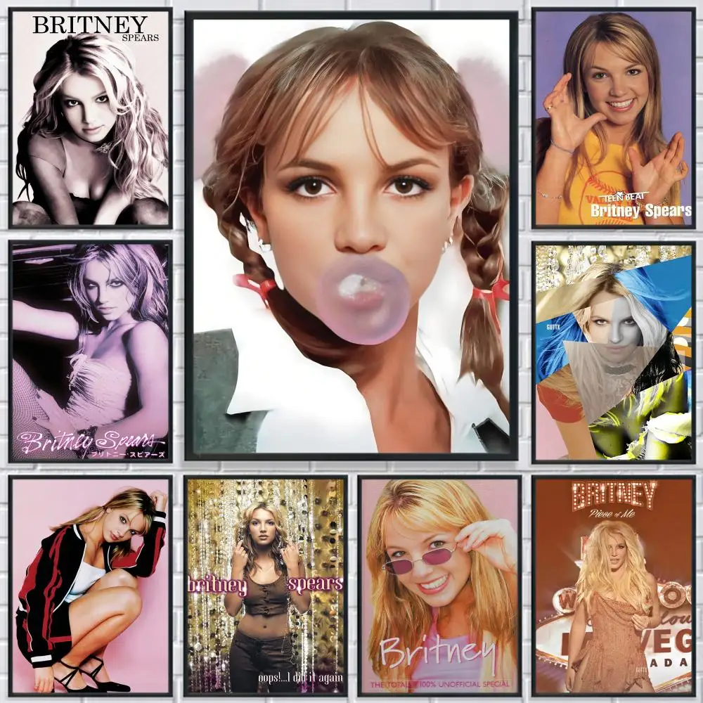 Póster retro de cantante B-Britney Spears, arte de pared autoadhesivo impermeable HD, decoración versátil para cualquier espacio |   Idea de regalo perfecta