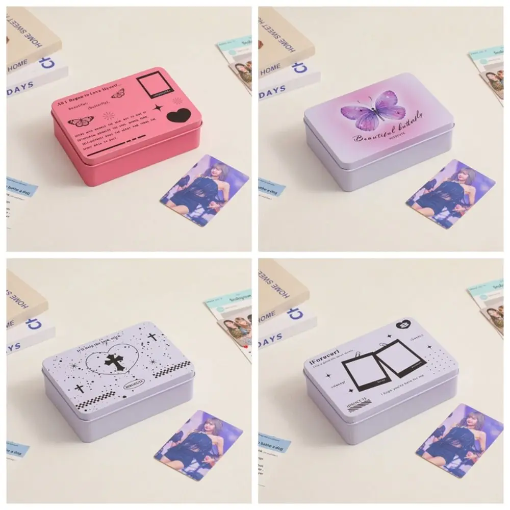 INS Metal Storage Box Stationery Photo Card Holder Box Large Capacity Sticker Organizer Case Container Idol Photo Storage Boxes