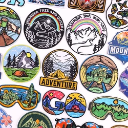 1-5 PCS/Lot Mountain Adventure Patch Iron On Patches For Clothing Sticker Outdoor Camping Embroidered Patches On Clothes Stripes