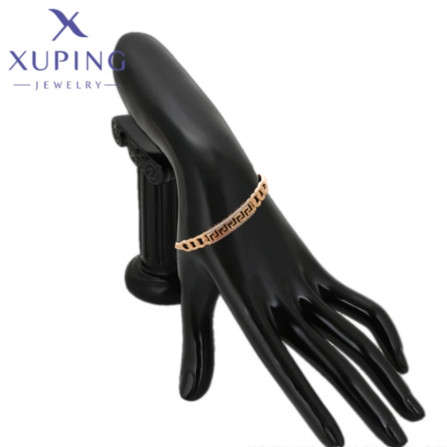 Xuping Jewelry New Fashion Gold Color Geometry Shape White Zircon Bangle for Women Schoolgirl Birthday Wish Gift Wish X000786561