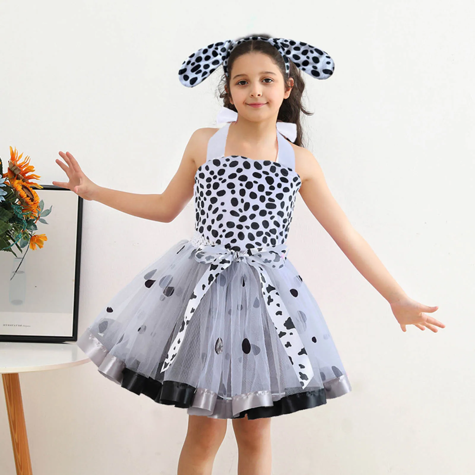 Child Girls Dot Prints Pageant Dress Cosplay Costume for Children Tutu Dresses Performance Dance Sets Cute Kid Festival Vestidos