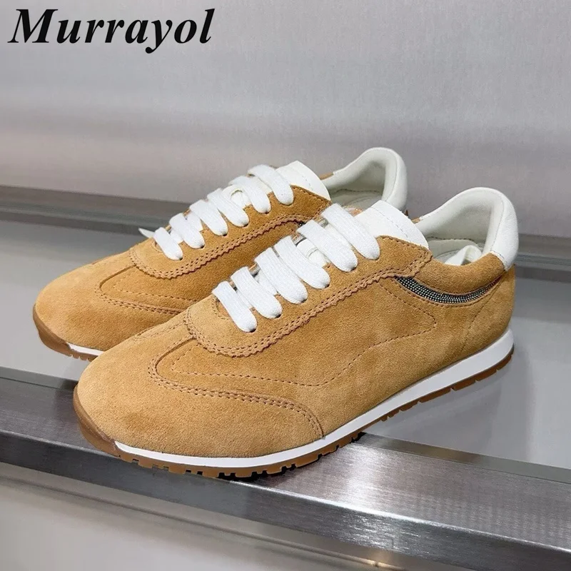 Flat Thick Bottom Casual Shoes Women Suede Lace Up String Bead Decor Breathable Tenis Spring Autumn Walking Shoes Sneakers 2026