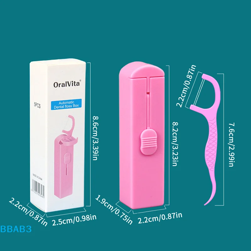 【B】Automatic Dental Floss Storage Protable Floss Picks Dispenser Box Fruit Flavored Toothpicks Double-line Teeth Cleaning Tool