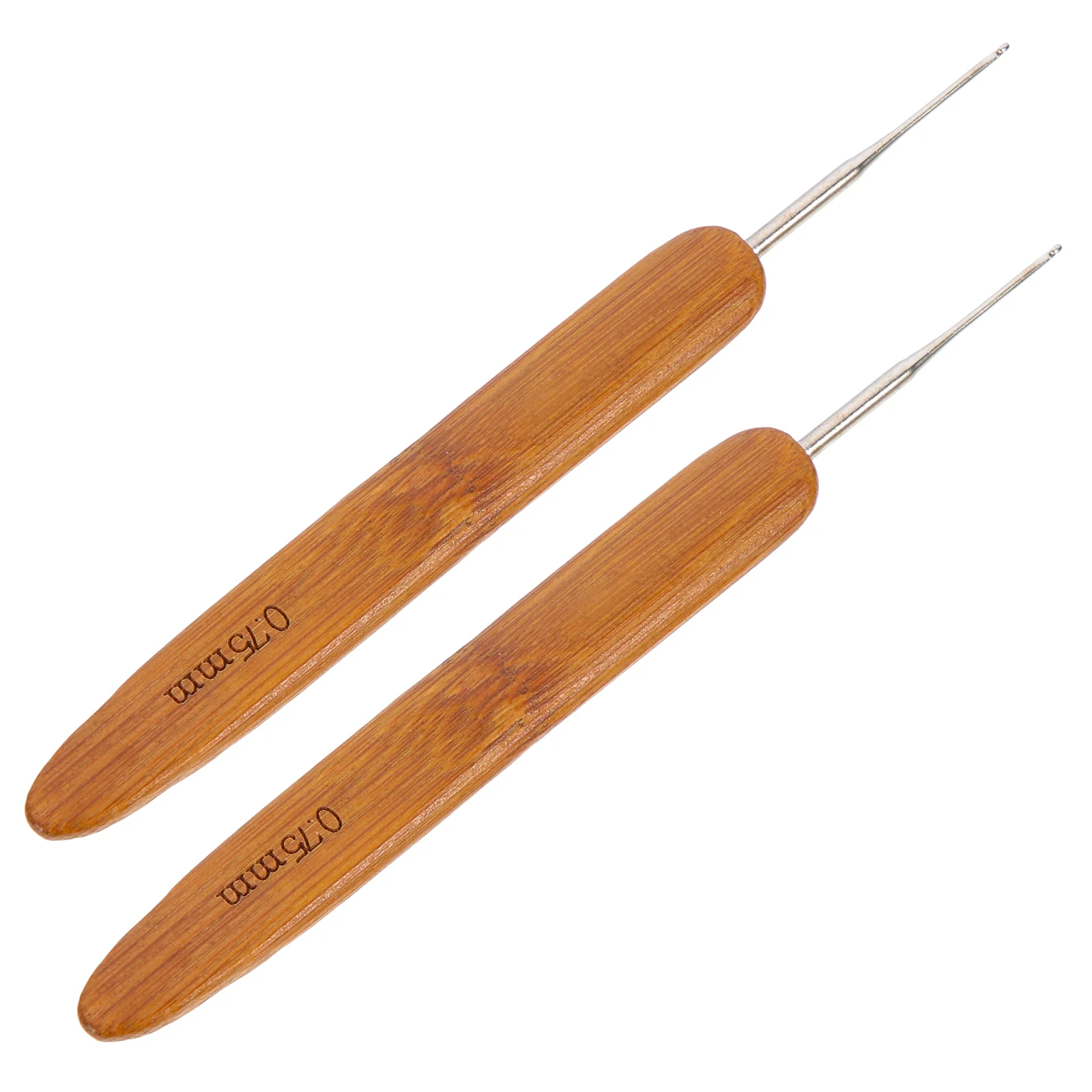 2 Pcs Crochet Hooks Single Pointed Bamboo Knitting Needles Round Head Carbonized