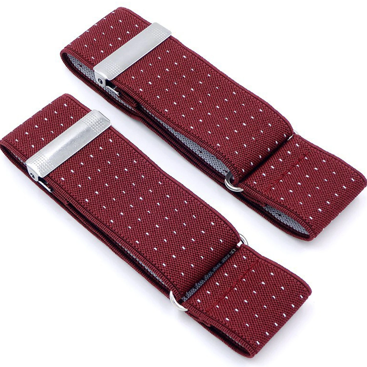Brazalete elástico negro y rojo para hombre, soporte de manga para camisa de negocios, puños ajustables para brazo, bandas para boda, accesorios de