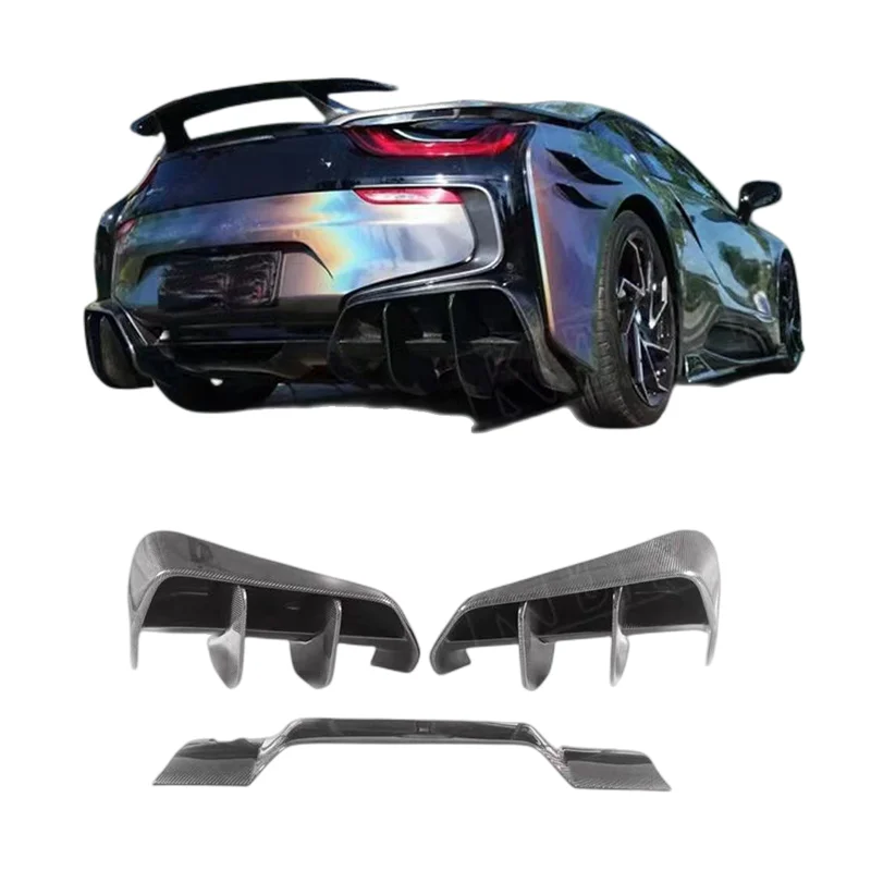For BMW I8 EB Style Carbon Fiber Rear Bumper Diffuser Front Bumper Edge Rear Spoiler Side Skirt Body Kit