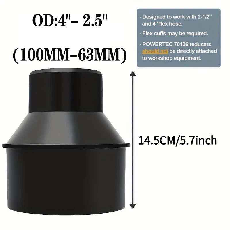 OD 4‘’-2.5”(100mm-63mm) Hose connector Vacuum Hose Adapter Plastic Hose Reducer Adapter Connector Flexible PVC Pipes