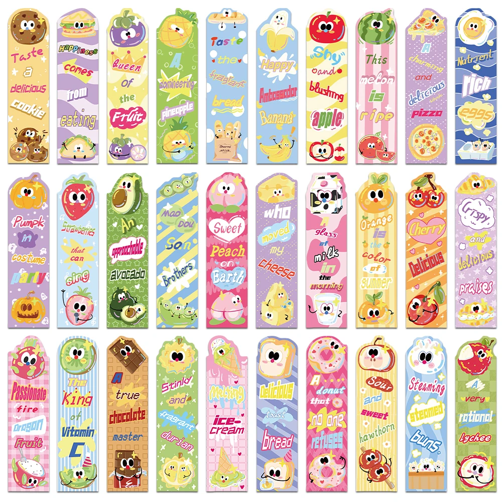 30 Stuks Eten En Fruit Kleurrijke Bladwijzer Geurige Draagbare Pagina Marker Papier Bladwijzers Kawaii Briefpapier School Supplie Kinderen Geschenken