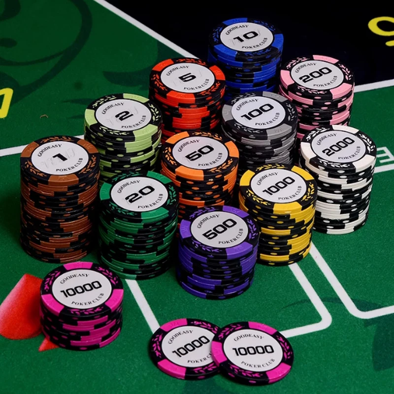 25pcs Ceramic Poker Chips Coin Chess Room Chip Board Game Poker Club Exclusive Texas Hold'em Chip Storage Box Table Games