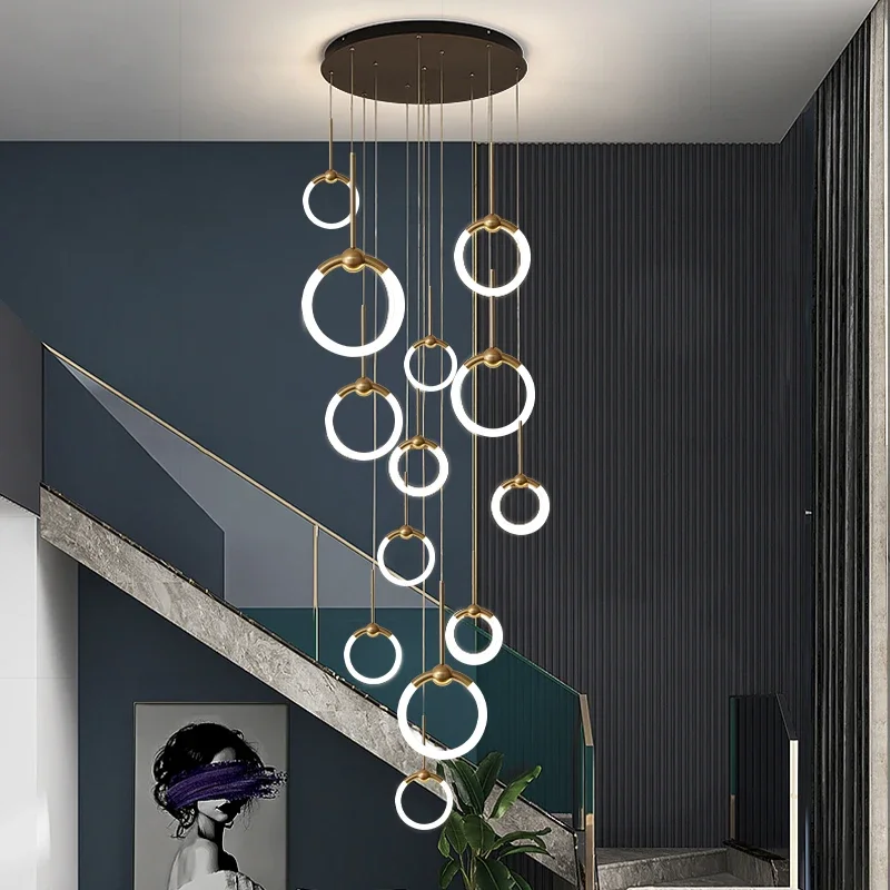 Imagem -02 - Modern Nordic Designer Chandelier Stair Pendurado Lâmpada Iluminação Interior Restaurante Salão de Exposições Hotel Sala de Estar Pendant Light