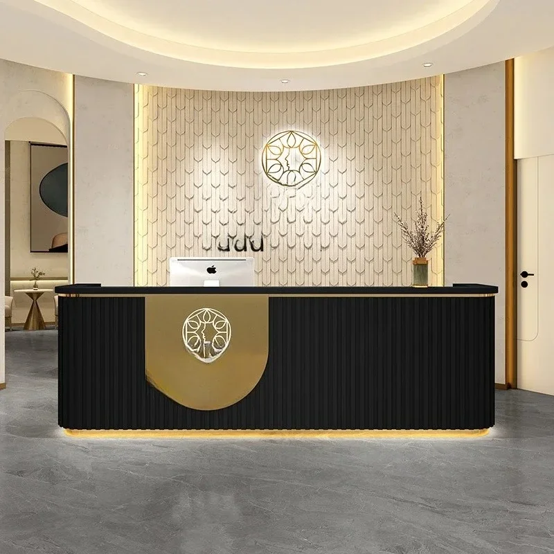 TT Simple Beauty Salon Bar Barber Shop Clothing Store Checkout Page Modern Company Light Luxury Stainless Steel Reception