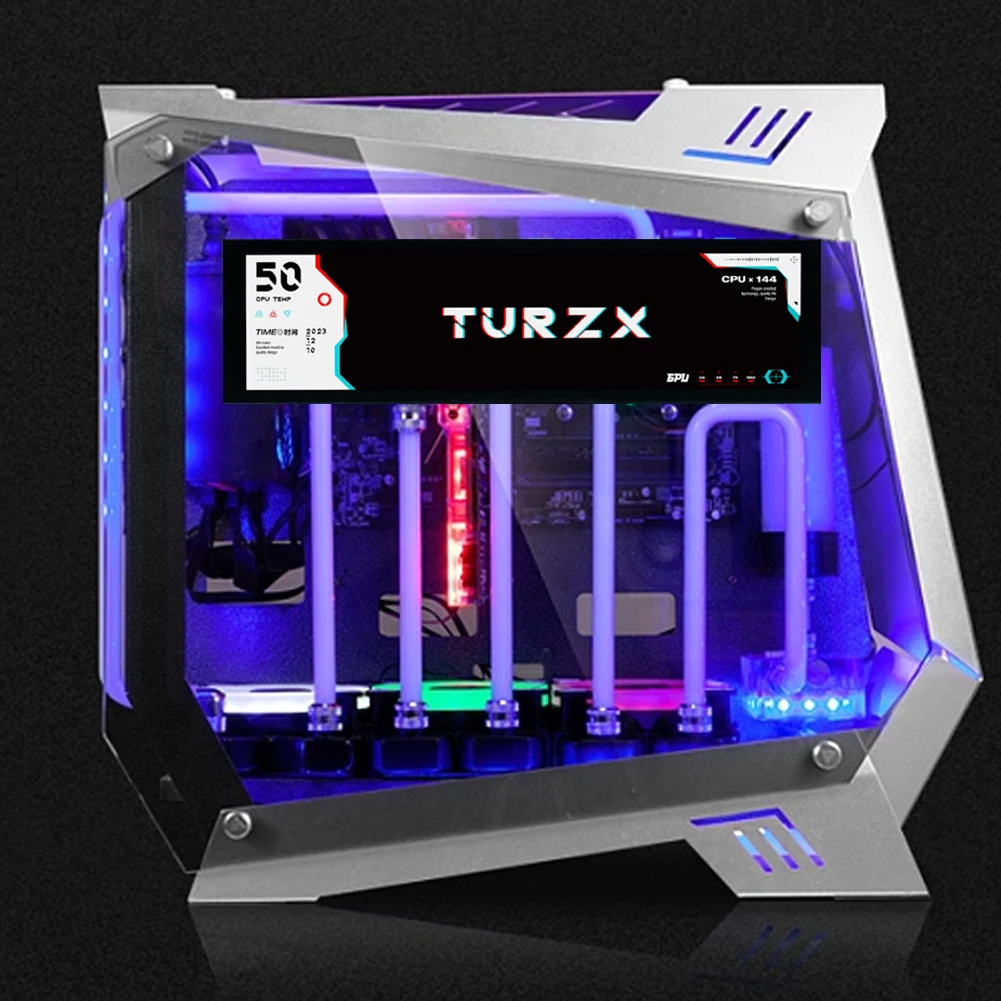 انچ IPS Type-C سیکنڈری سکرین کیس CPU GPU RAM کمپیوٹر مانیٹر 1920*480 PC ٹمپریچر ڈسپلے PC کیس کے لیے 32G کارڈ کے ساتھ #5