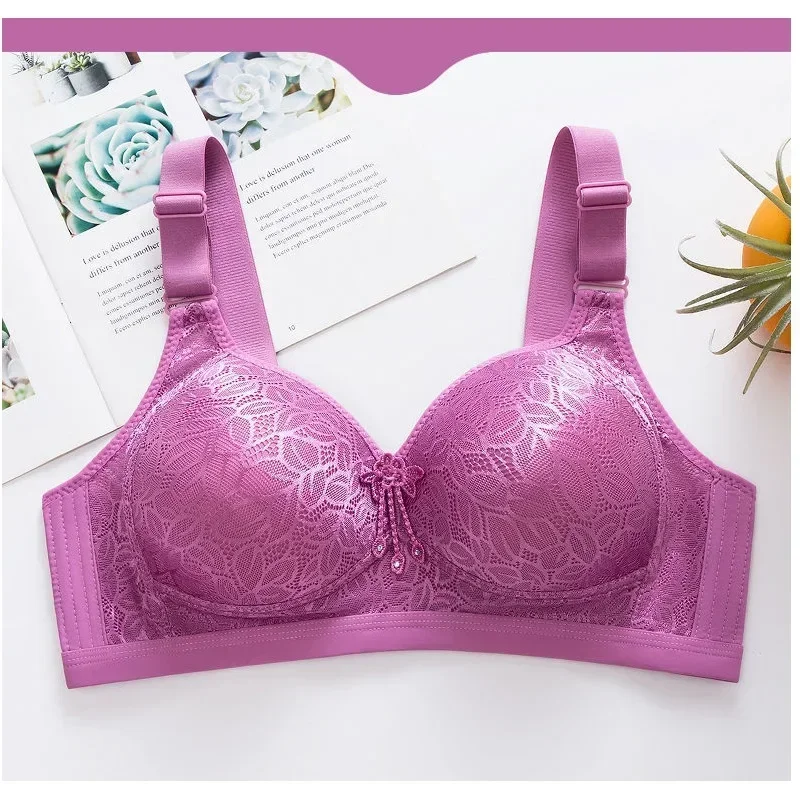 Comfortable Breathable Adjustable Brassiere Thin Section Without Steel Ring Bra Large Breasts Appear Small Side Gathering Bra