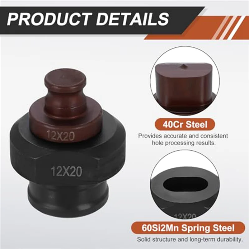 SEWS-Hole Punching Kit Hydraulic 14X20mm Oval Die 40Cr Steel Electric Punch For MHP-20 JP-20 Machines