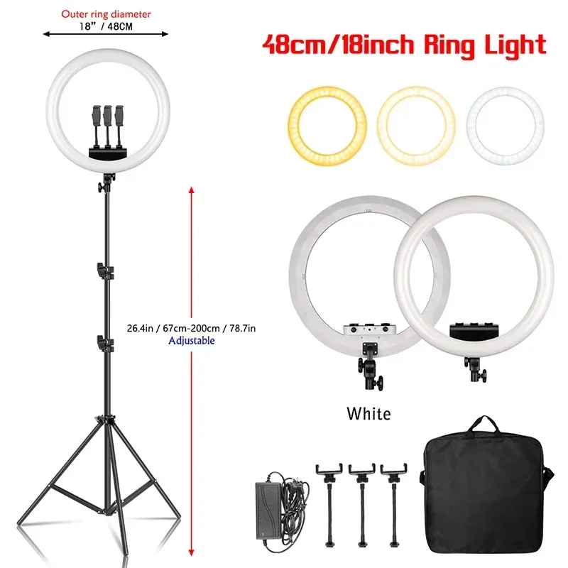 SH 45cm 18 inch Ringlamp USB Oplaadbaar Selfie LED Lamp met Statief Dimbaar Fotografie Licht voor Foto Fotografie Studio