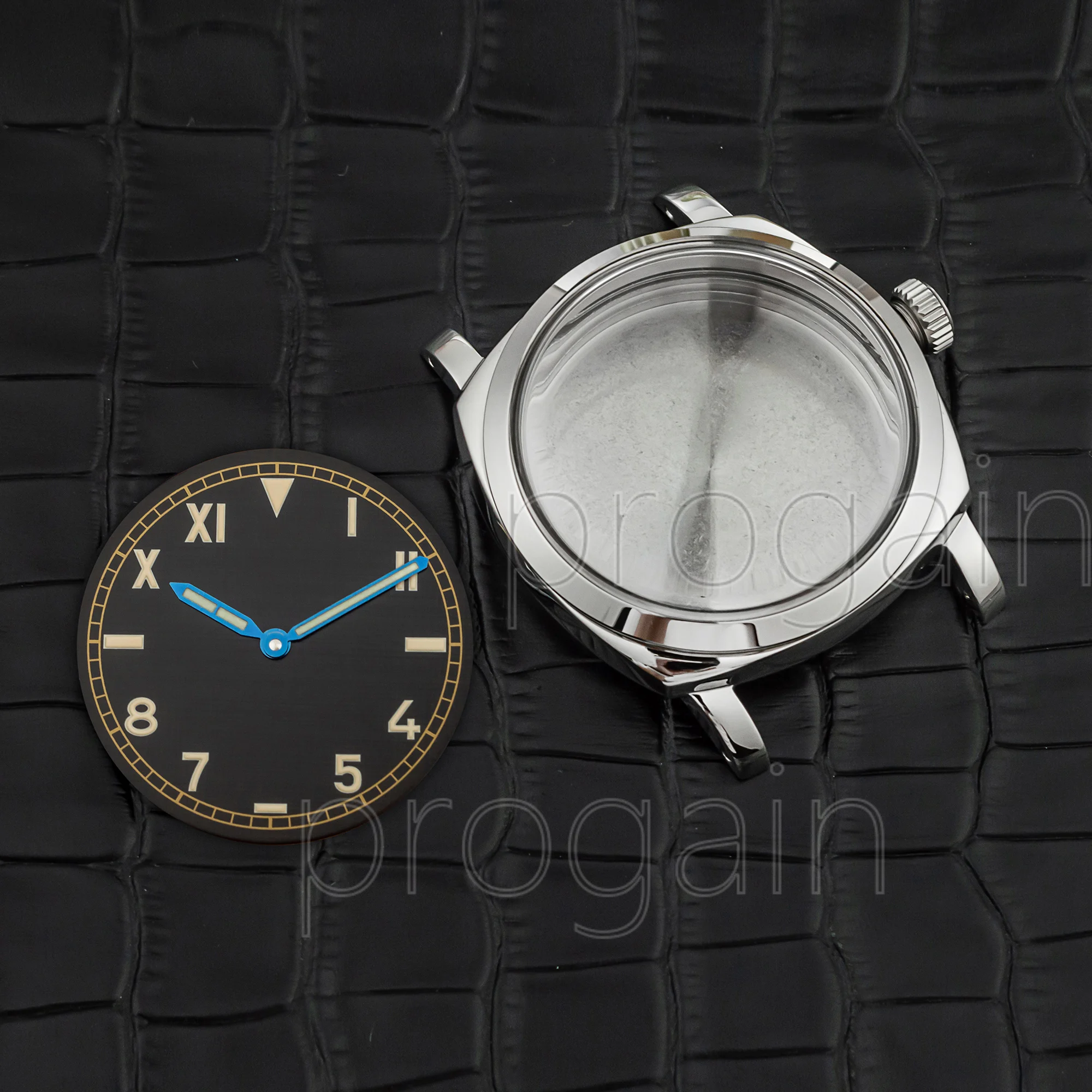 Caixa vintage 39mm mostrador luminoso mãos de aço inoxidável 10atm à prova d'água 47mm caixa de relógio para pam 6154 eta6497/6498/st3600 movimento