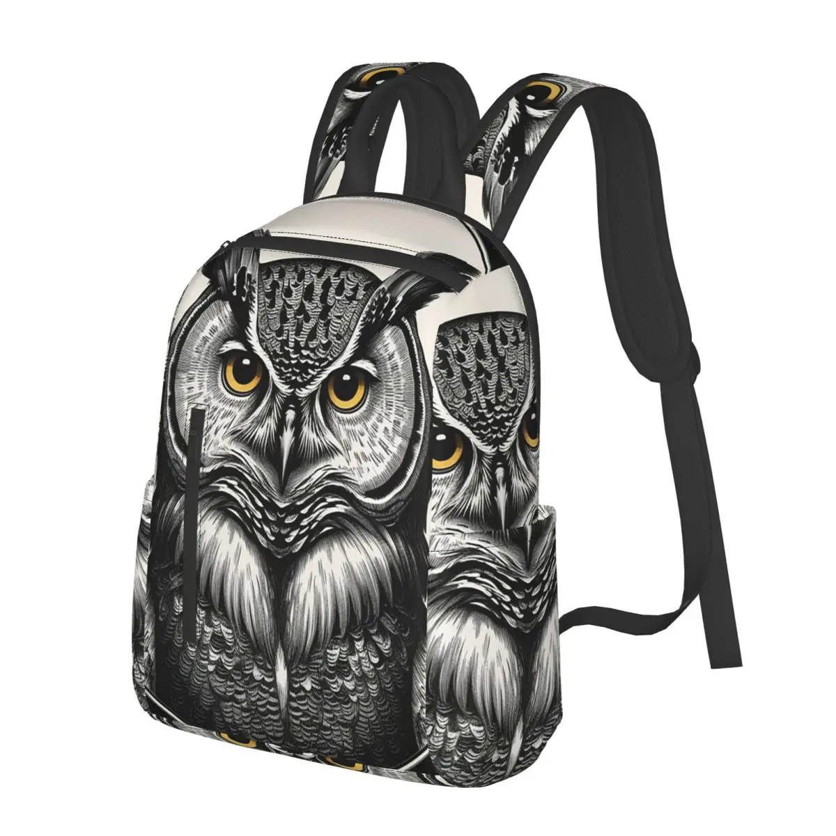 Vintage Owl Realistic Student Backpack School Bag Hiking Travel Daypack for Men Women Bookbag Shoulder Bags