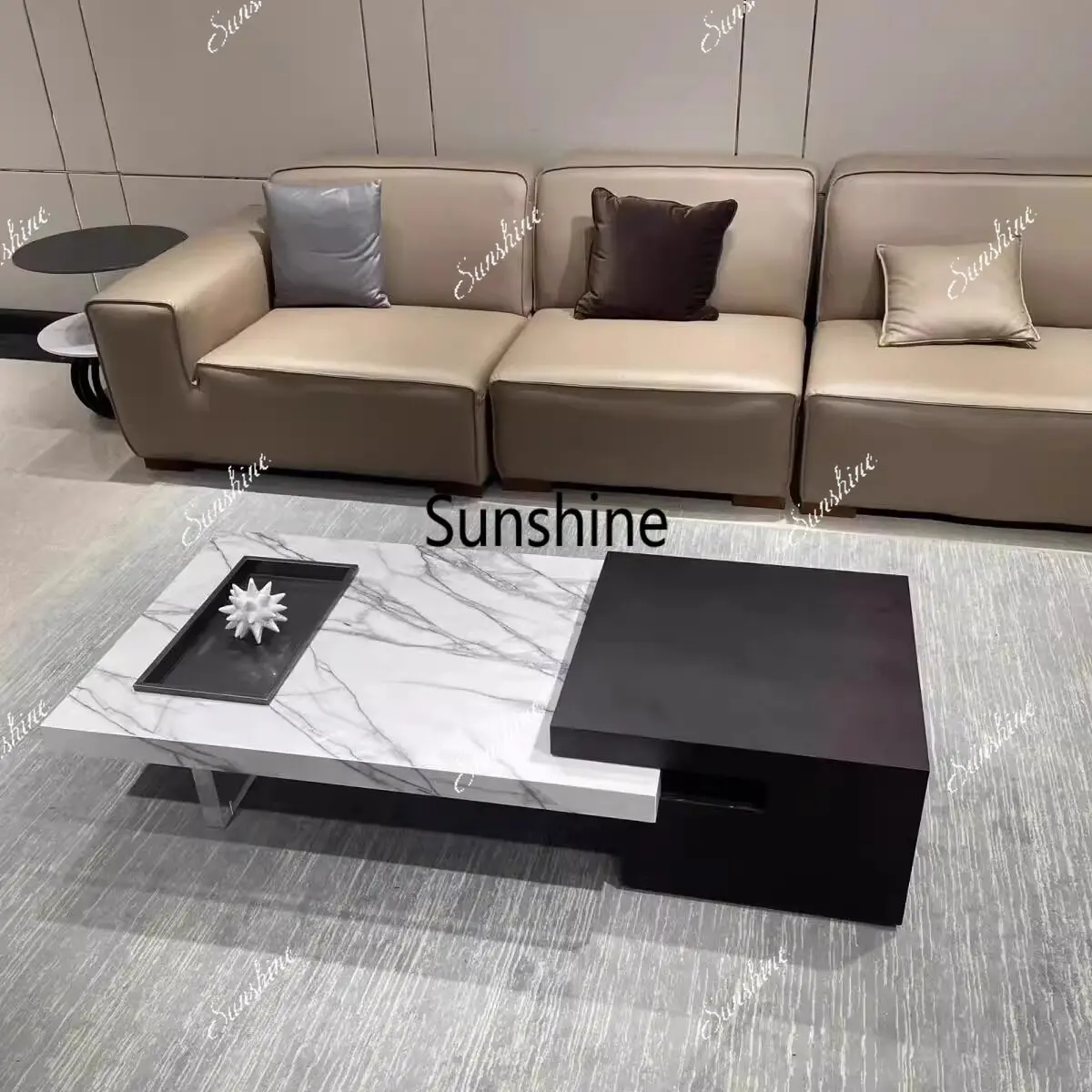 

Italian minimalist rock slab rectangular coffee table living room household small apartment storage coffee table