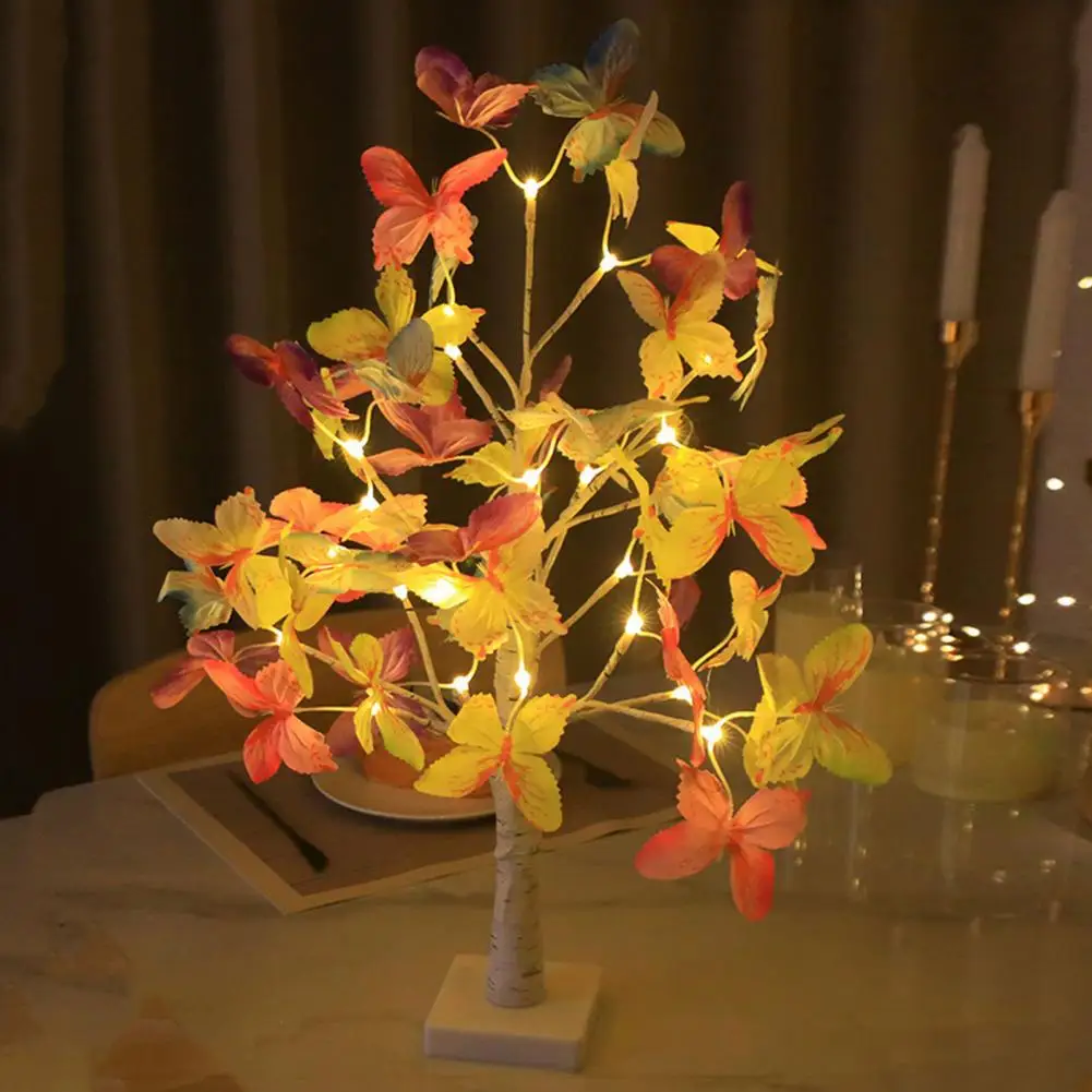 Artificial Tree Butterfly Led Birch Tree Lamp Diy Adjustable Branches Soft Glow Table Lamp for Party Decoration Unique Home