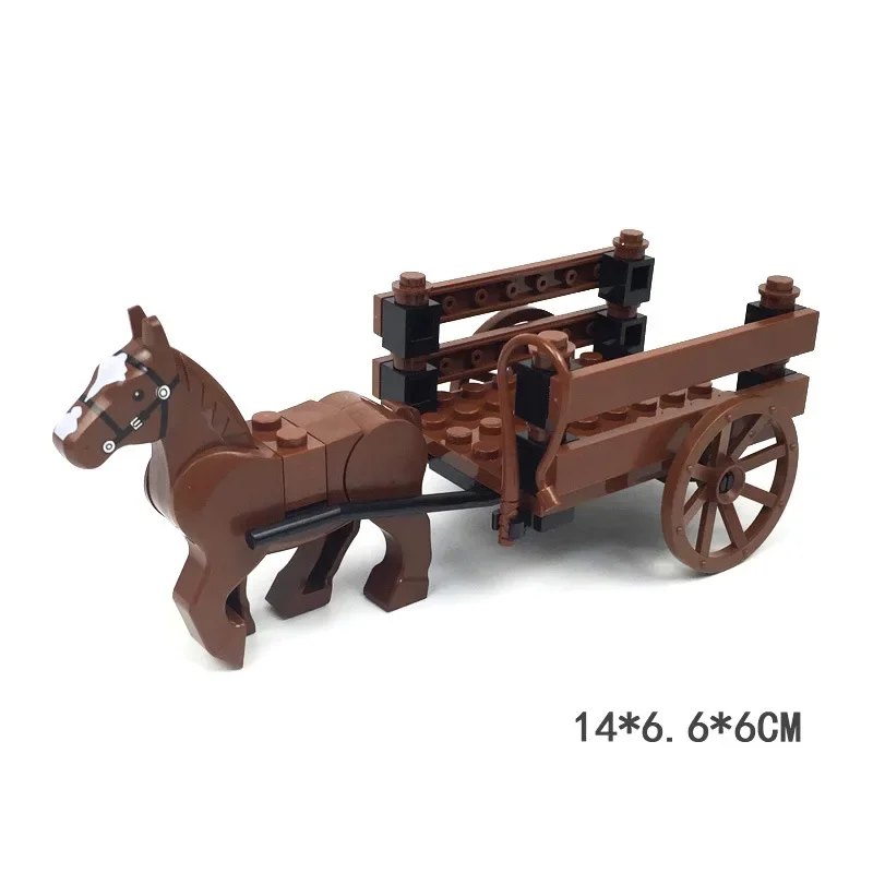 Building blocks MOC medieval carriage transport wagon wagon Qin charioteer small particle building blocks