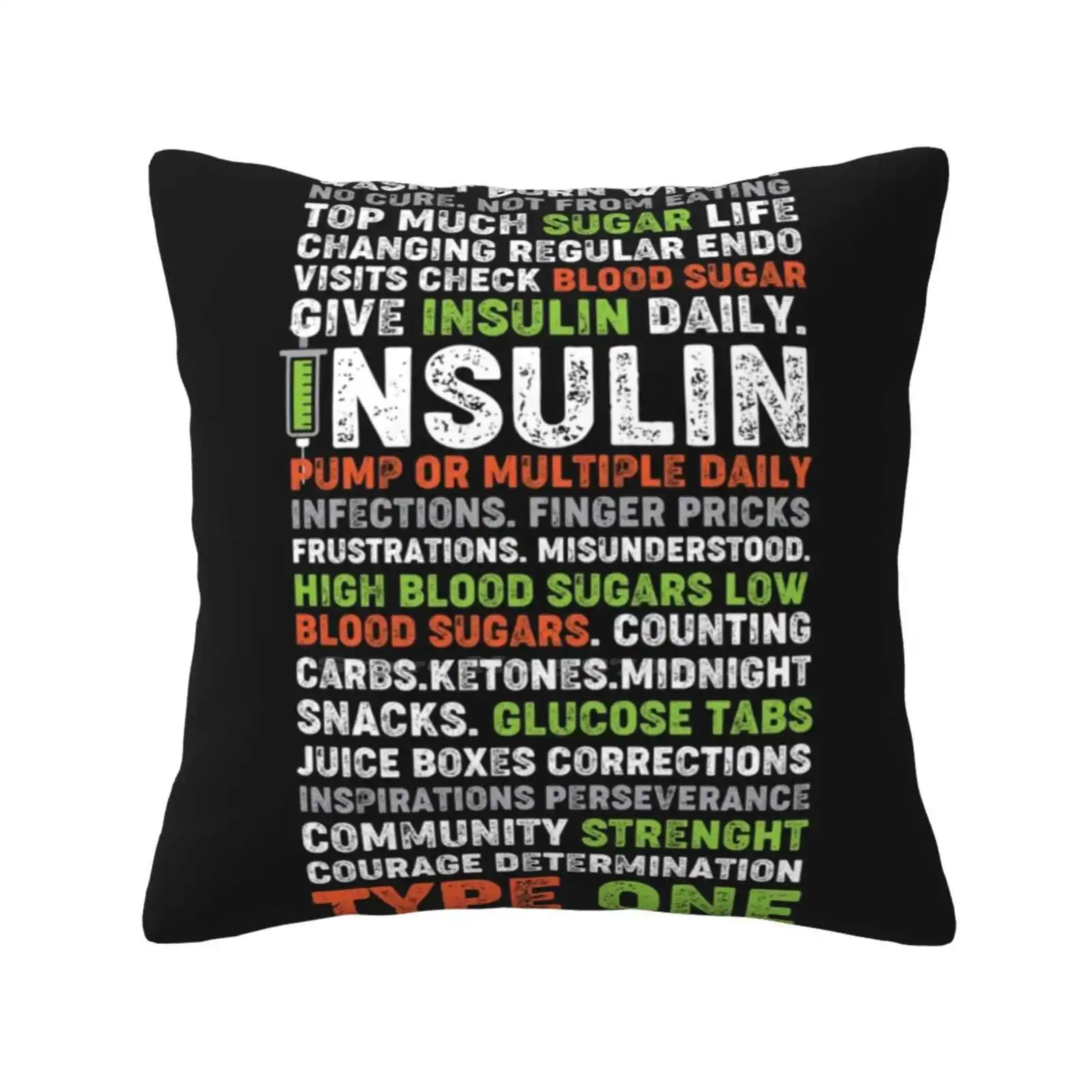 Diabetic Diabetes Insulin Type 1 Diabetes Awareness Home Sofa Car Waist Throw Pillowcase Insulin Funny Type 1 Diabetes Diabetes