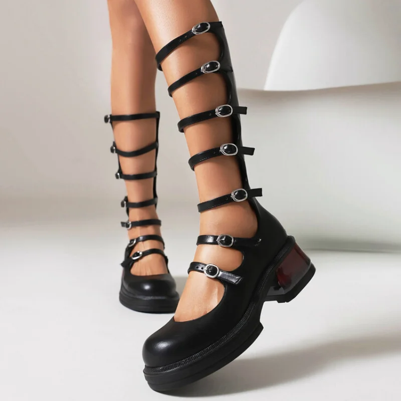 summer New styles fashion leisure time women sandals black Shallow mouth Buckle Rear zipper High cylinder Women cool boots