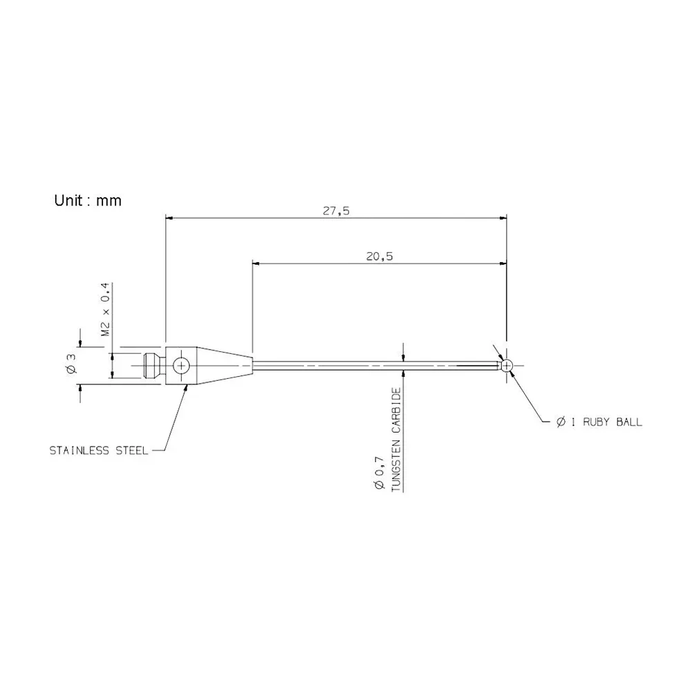 Imagem -02 - Sonda de Contato Cerâmica m2 27 mm Cmm Touch Probe Stylus Tips Styli mm Ball Cmm Máquinas e Comparadores Sondas de Contato A50008663