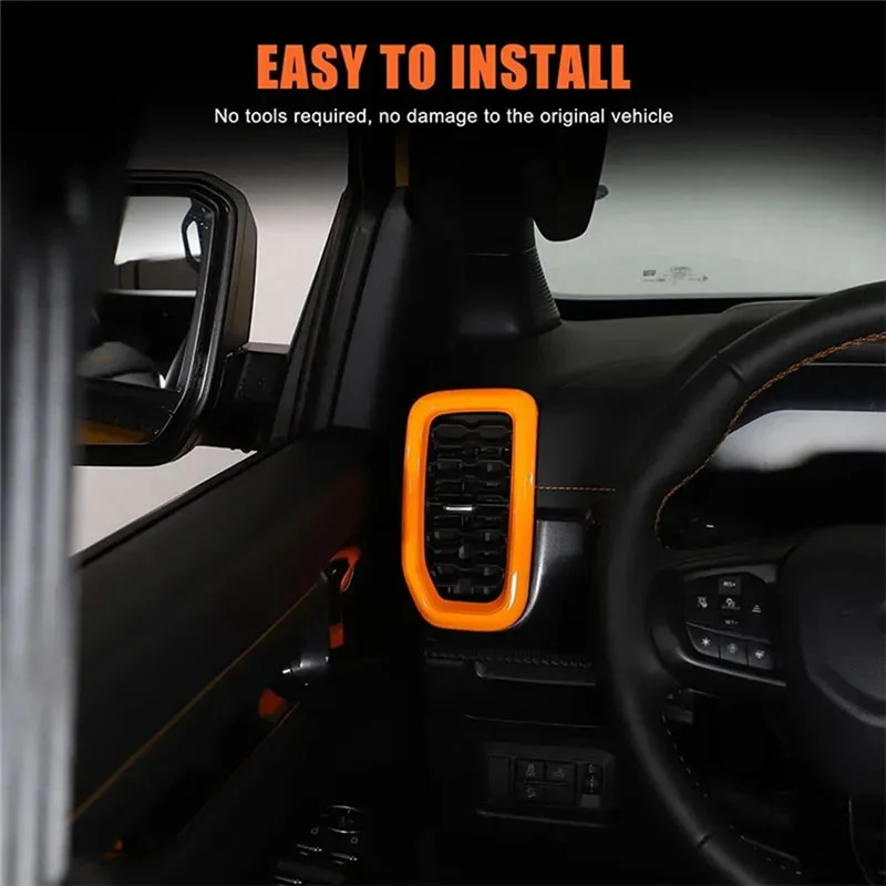 

For Ford Ranger 2023 2024 Car Dashboard Side Air Conditioning Outlet Frame Cover Trim Interior Accessories Orange