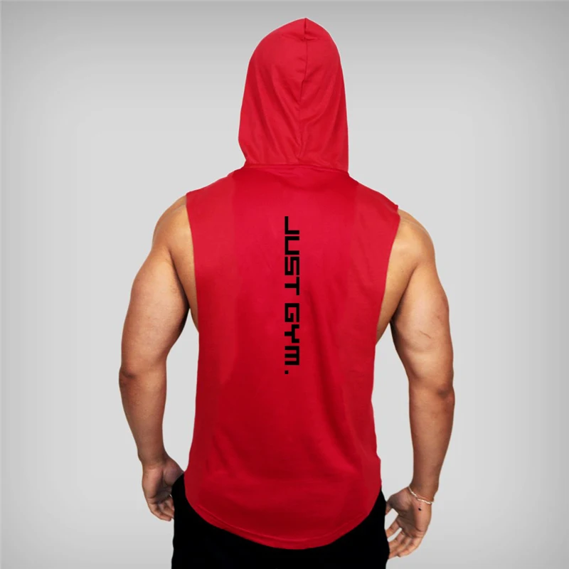 Muscleguys-Camiseta sin mangas con capucha para hombre, ropa de Fitness de algodón para culturismo, chaleco de entrenamiento, Camiseta deportiva sin