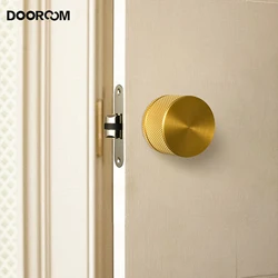 DOOROOM New Invisible Door Lock Two Side Interior Bedroom Door Minimalist Door Handle Indoor Hidden Lock Secret Round Handle