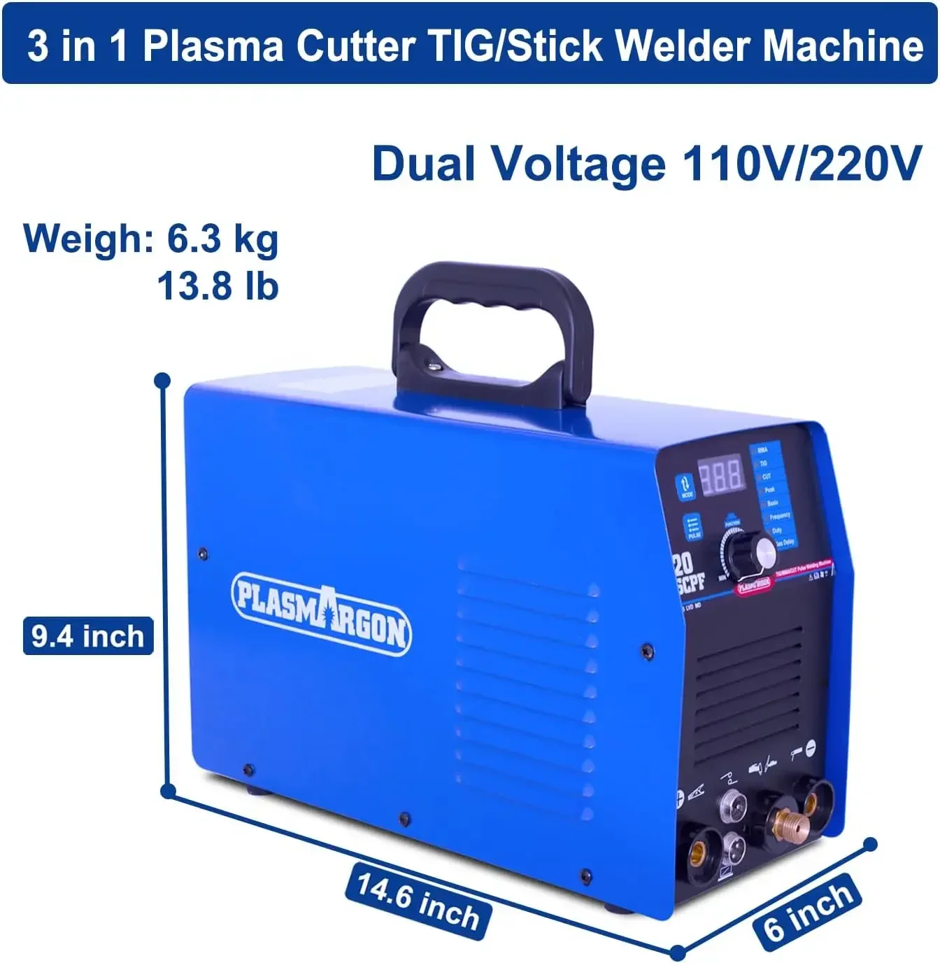 US Shipping Plasma Cutter TIG Welder With PULSE Stick Welder Machine 520TSCPF Plasma Cutter Welder Combo 200A TIG/ARC Welding 50