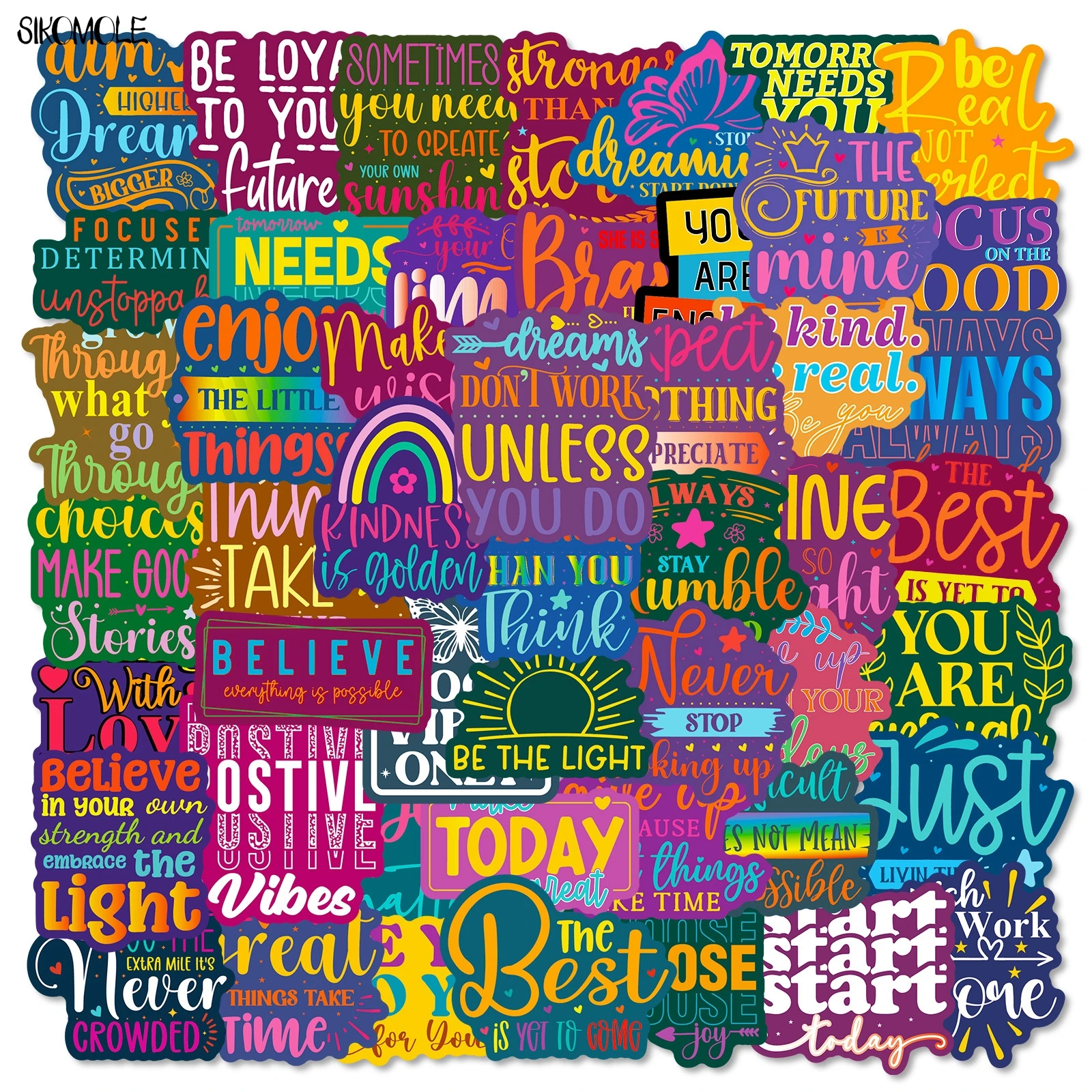 10/30/50PCS Inspirational Text Stickers Color Healing English Bookkeeping Materials Stationery Decoration Decal Graffiti Sticker