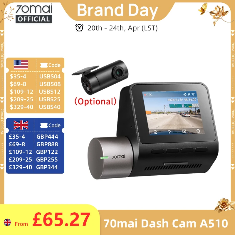 70Mai Dash Cam A510…